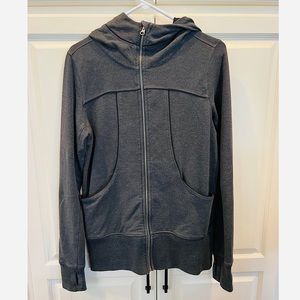 Unknown brand, size medium loose fitting grey full zip sweatshirt. Lulu feel